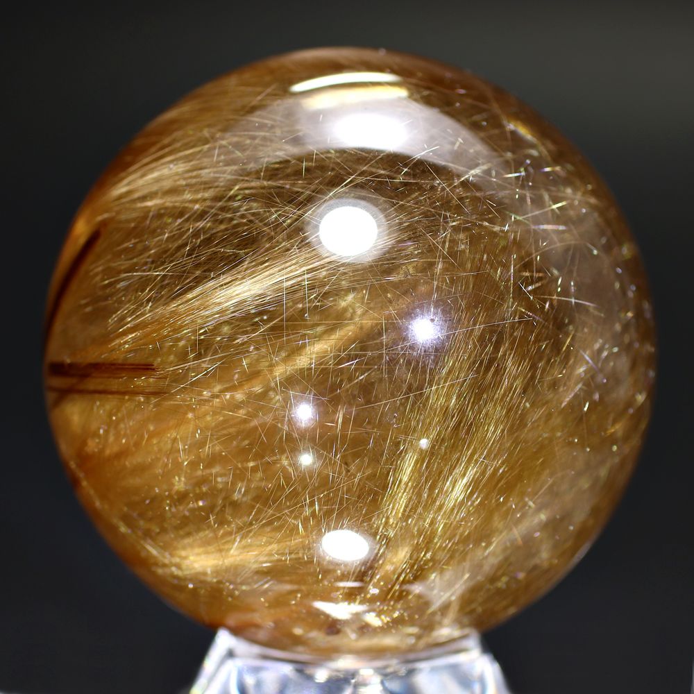 高品質]ブラジル産ゴールドルチルクォーツ丸玉/スフィア（直径51.1mm