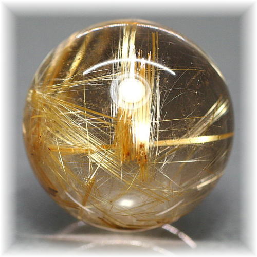 超大玉 64mm 371g ゴールドルチルクォーツ スフィア 金針水晶 42mm 虹