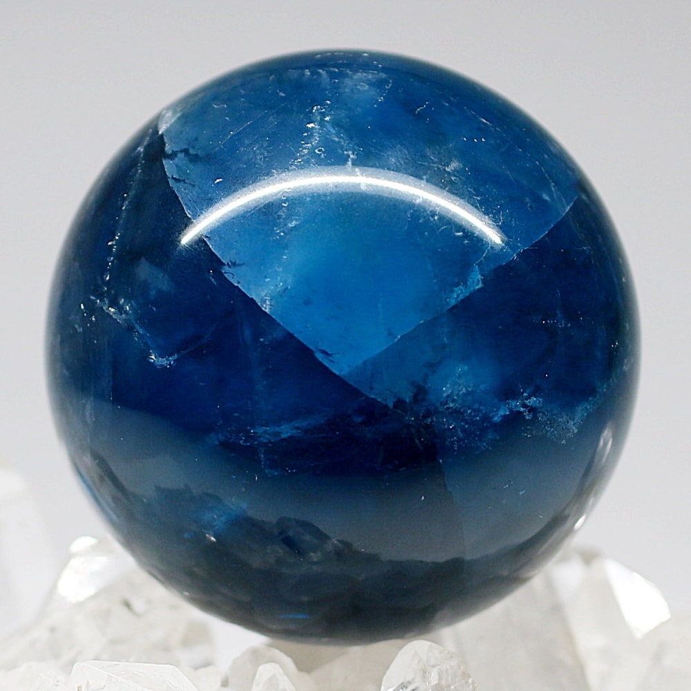 高品質]ディープブルーフローライト丸玉/スフィア（直径54.4mm