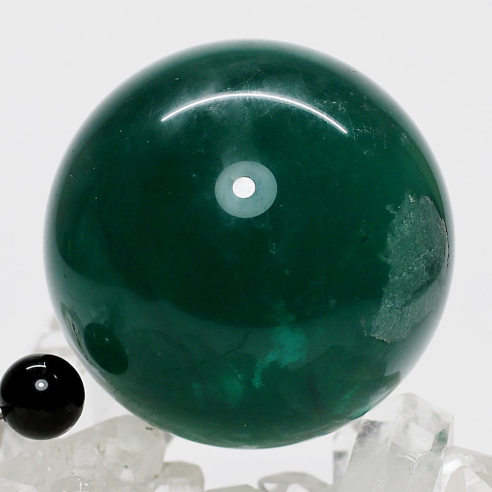 高品質]ディープグリーンフローライト丸玉/蛍石スフィア（球体直径49.6