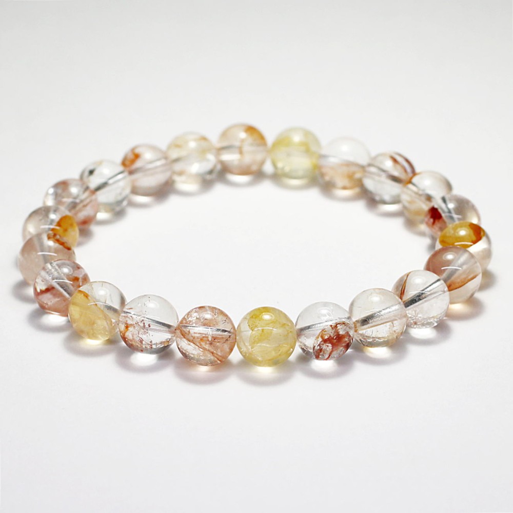 高品質]ライモナイトインクォーツブレスレット（約8.5mm玉） - 埼玉県