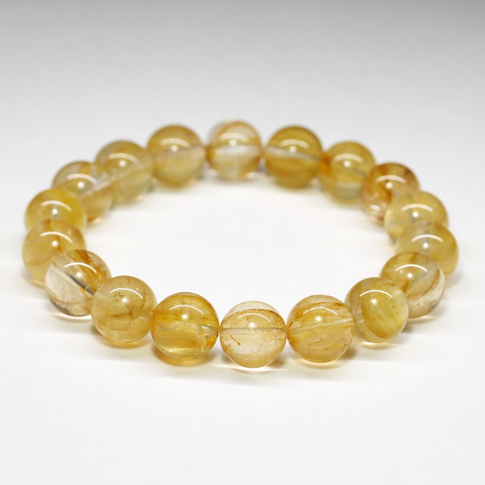 ライモナイトインクォーツブレスレット（約10.5mm玉・イエロータイプ