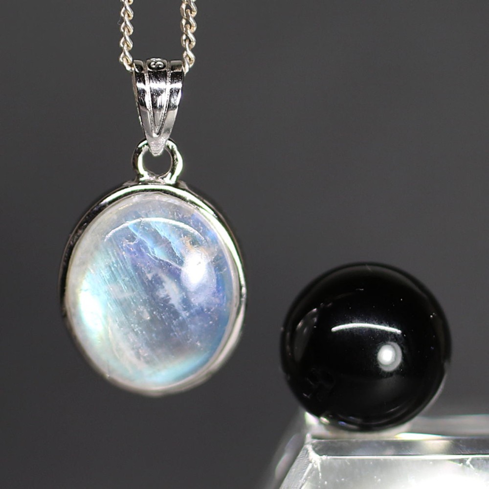 高品質]レインボームーンストーンペンダントトップ（シルバー925