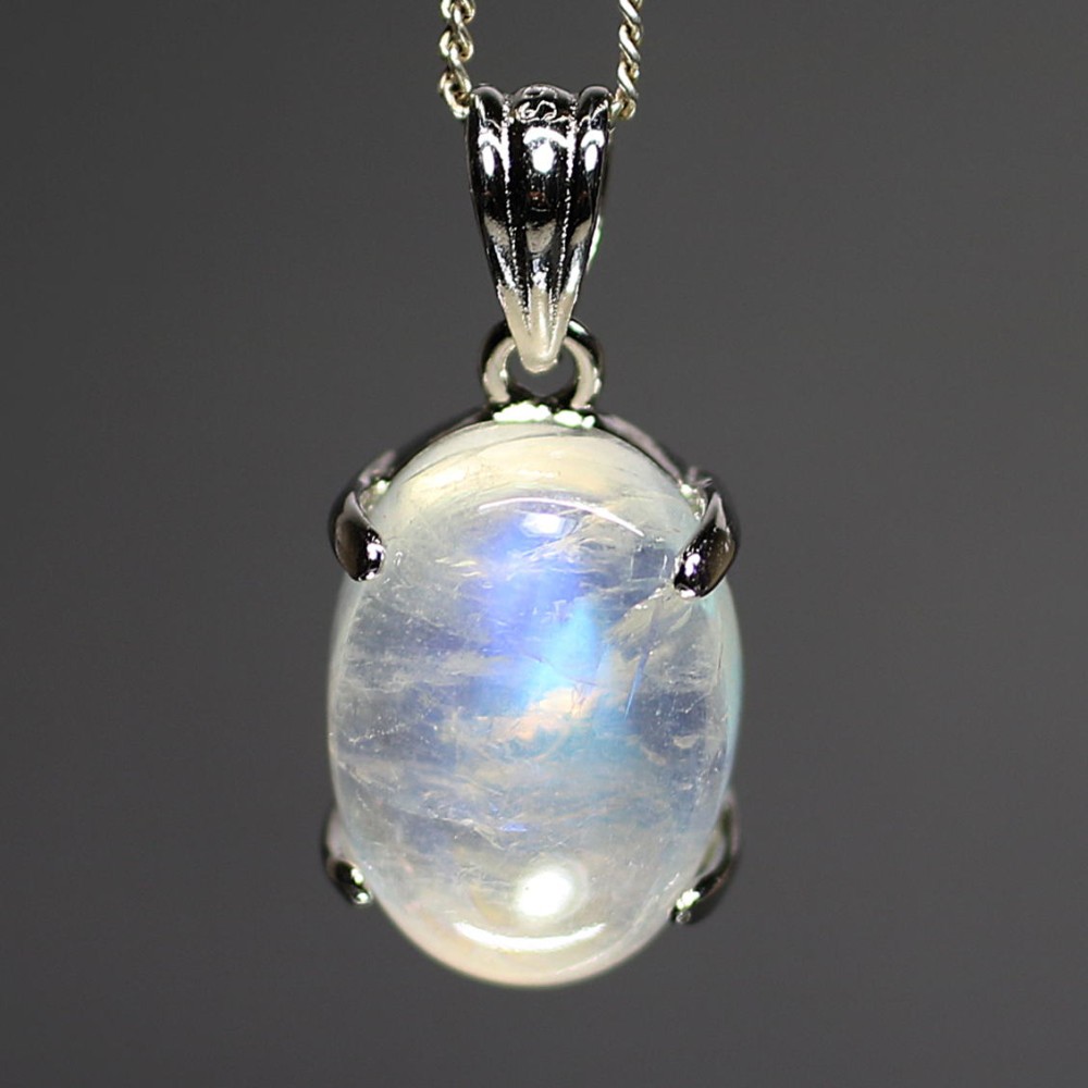 高品質]レインボームーンストーンペンダントトップ（シルバー925