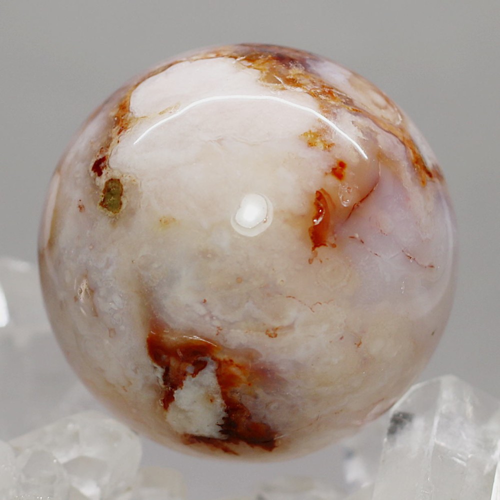 マダガスカル産]桜アゲート丸玉/桜瑪瑙スフィア（直径約40mm） - 埼玉
