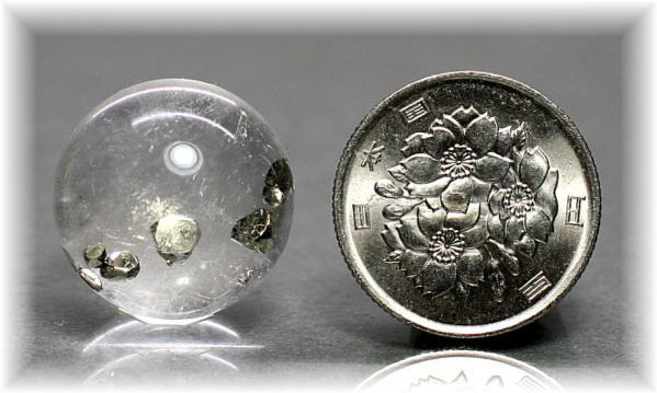 高品質・ブラジル産]パイライトインクォーツ丸玉/スフィア（黄鉄鉱