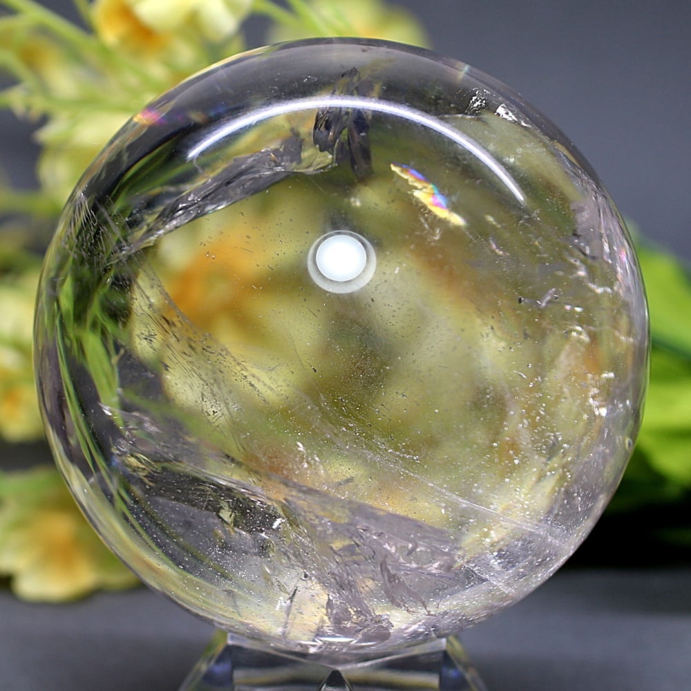 ブラジル産]レインボー水晶玉/アイリスクォーツスフィア（丸玉直径78.5