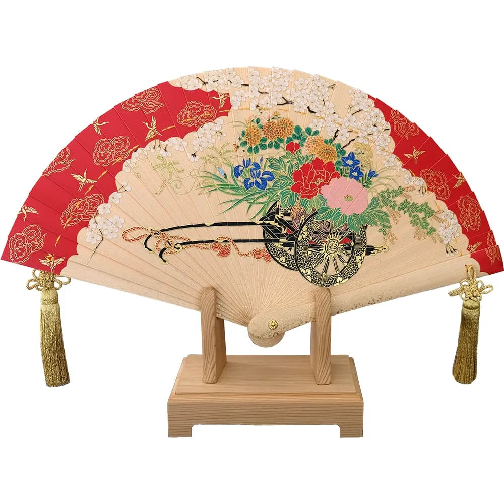 檜扇「花車」狩野派 木製スタンド・桐箱入り – 江戸扇子とうちわの老舗