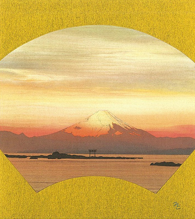 美品 鎮西直秀「瑞彩 御前崎旭光」油彩画 油絵 直筆サイン・印入 一枚