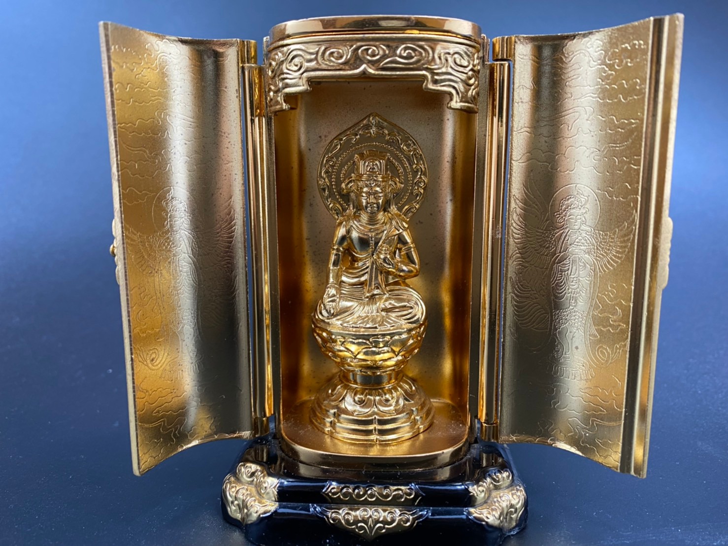 ♥とても古い 銅製 仏像 虚空蔵菩薩 十体 木箱付き 観音像 観音様 骨董