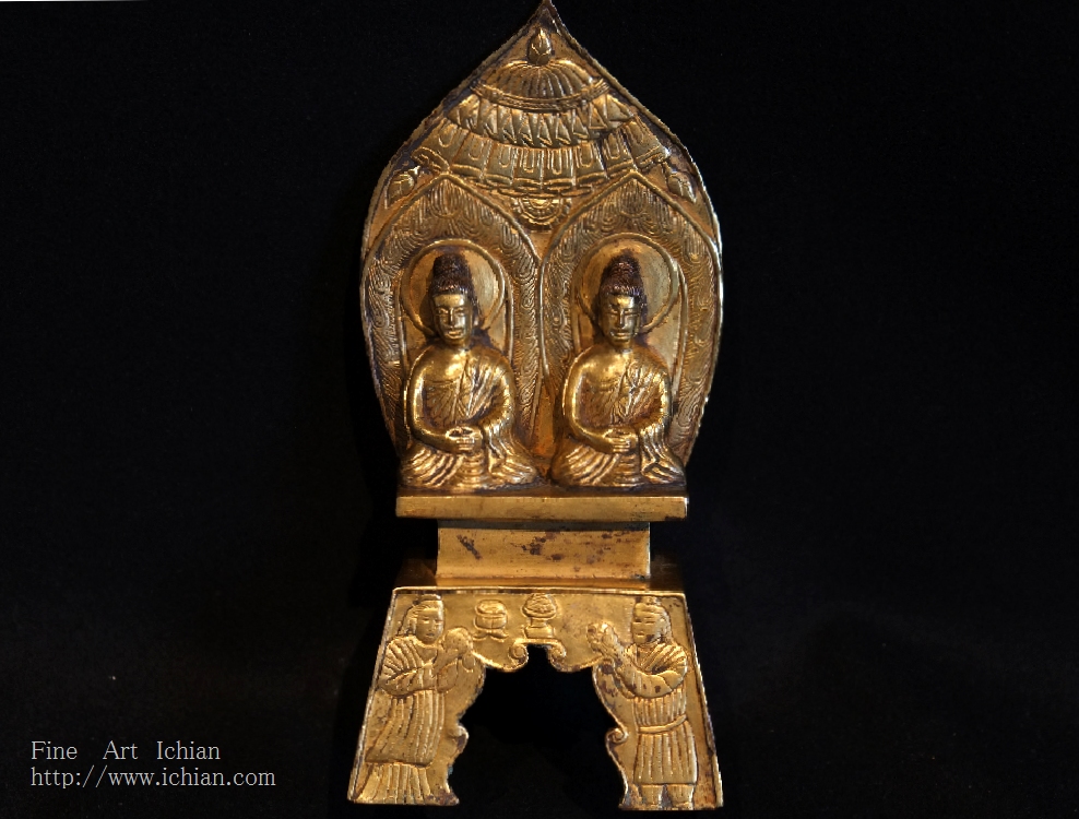 仏像，ブロンズ中国古董，北魏仏像，古銅製 金銅双身如来座像北魏時代太