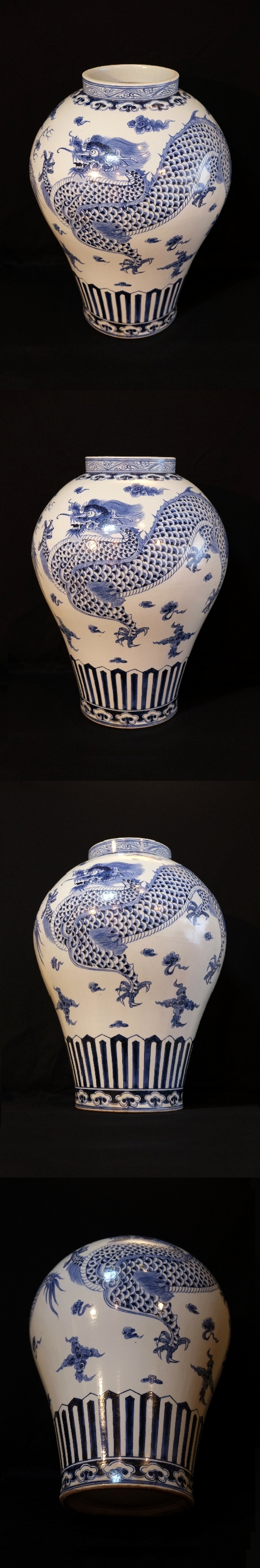 青花白磁 雲龍文立壺 龍5本爪 高さ56㎝ 宮廷御器 :: ichian