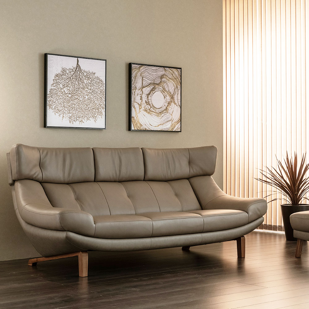 カリモク家具 ベージュ レザー ソファ カリモク レザー ソファ