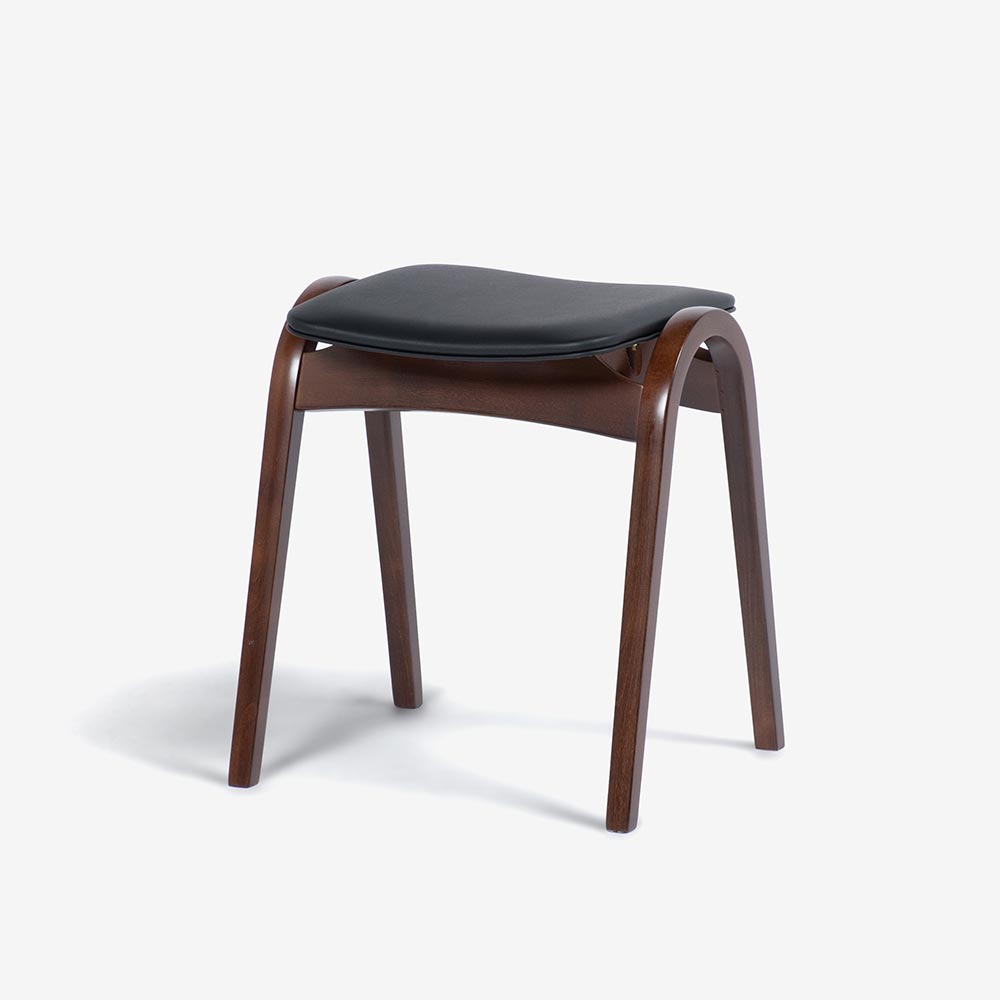 秋田木工 スツール「No.202」ブナ材WNウォールナット色 張地#A-11