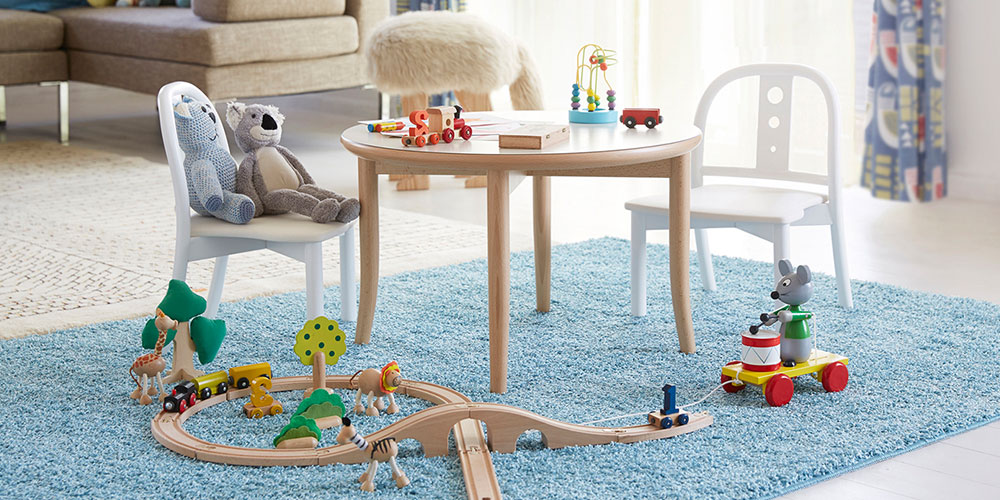 秋田木工 キッズテーブル 「T-101」ブナ材ナチュラル色 天板メラミン