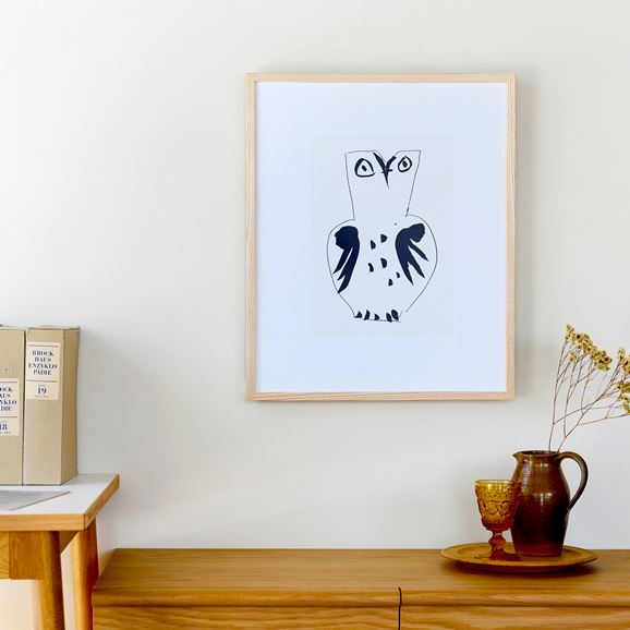 定番品】パブロ・ピカソ 「フクロウ」ナチュラルフレーム｜ポスター