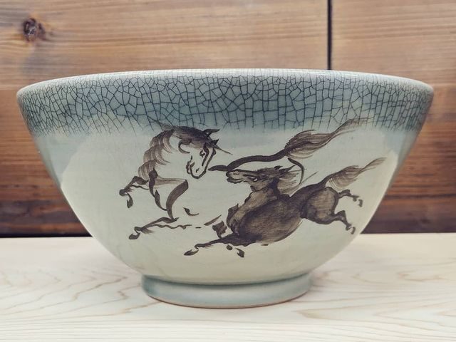 NO610 相馬焼 古相馬 徳利 馬絵 文字入り 補修アリ NO610 相馬焼 古