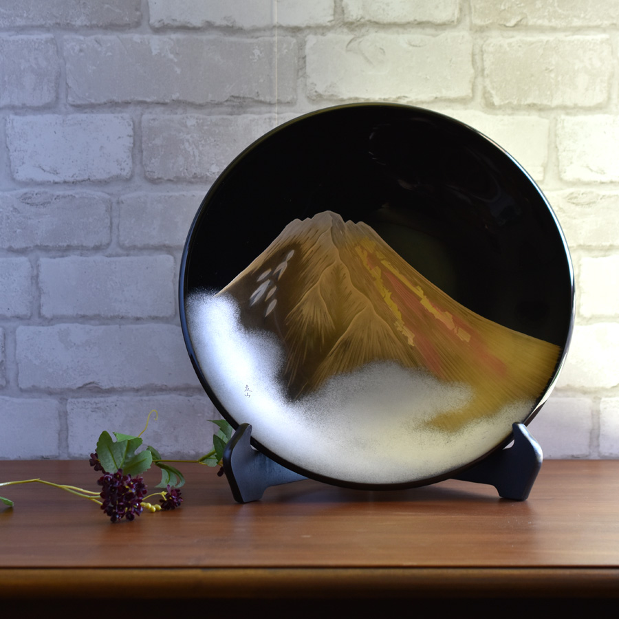 美品】飾り皿 漆器 アート 彩絵 置物 インテリア 工芸品 美術品 A3087