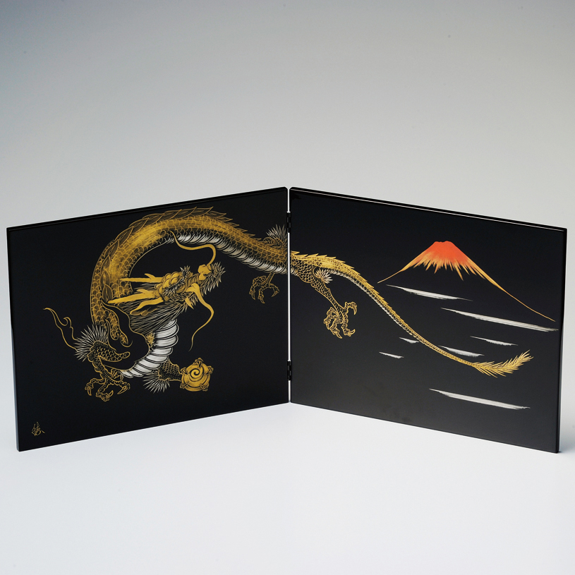 清 銅製如意 金工細工『双龍祥瑞文』筆置き 書斎置き 書道具☆時代物