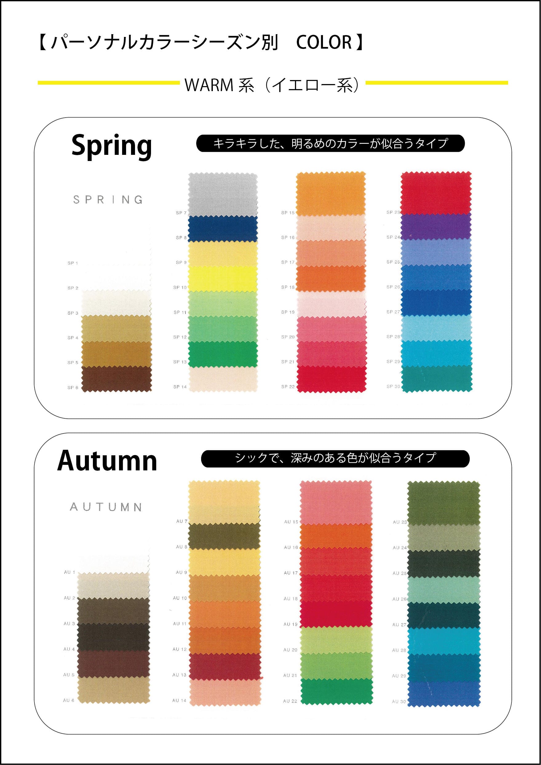 パーソナルカラー診断パーフェクトカラー・チンボードカード【36色】