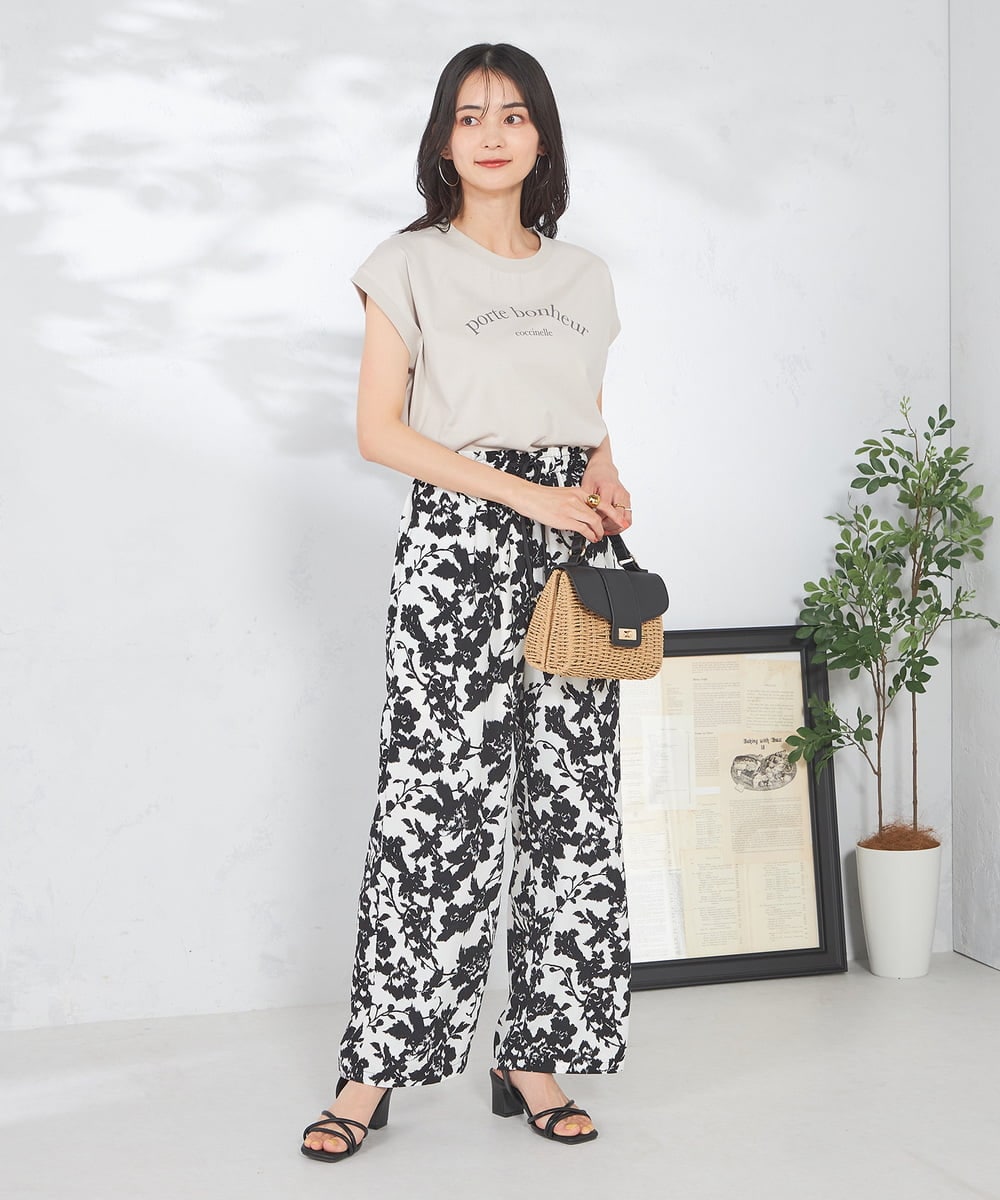 フラワープリントワイドイージーパンツ(ガウチョ・ワイドパンツ