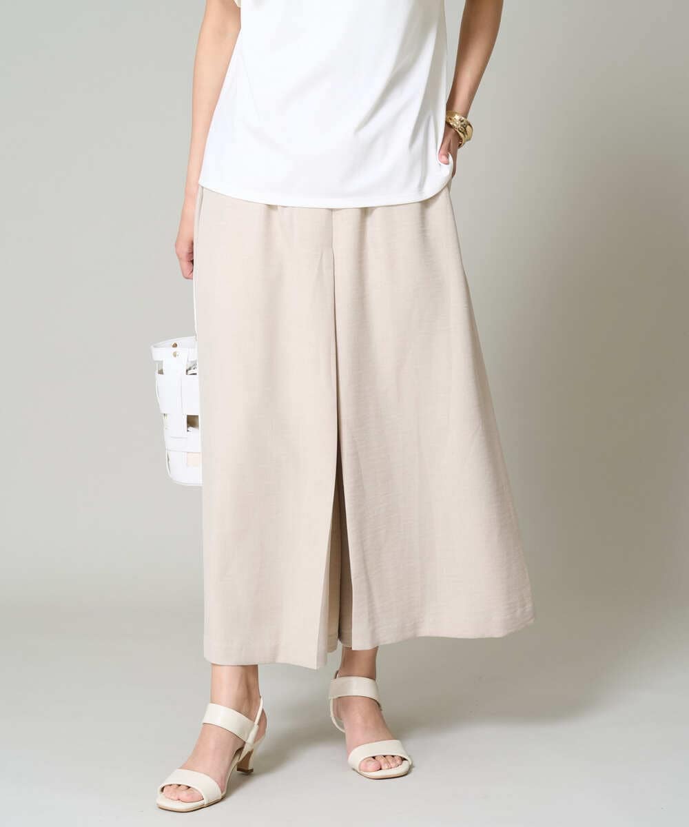 heveヘイブ オリーブグリーン ガウチョパンツ タック入りheve サテン