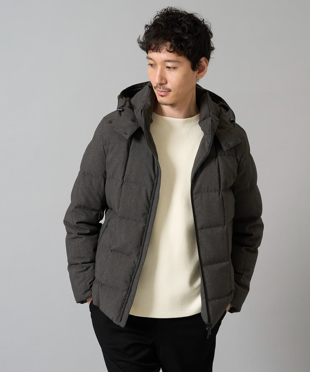 ダウン混率90%】デタッチャブルフードストレッチダウンブルゾン【軽量
