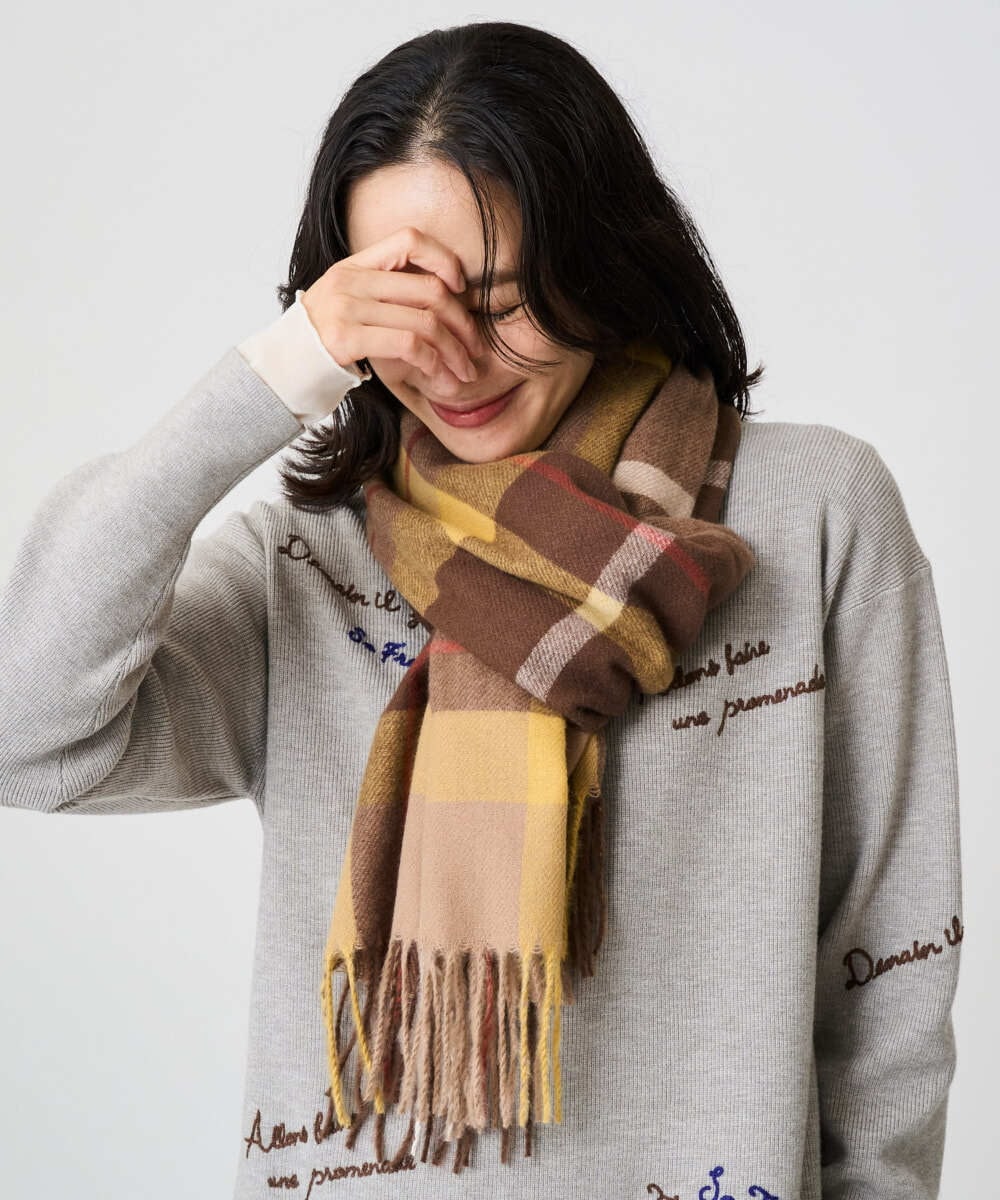 カシミヤタッチ大判チェックストール(ストール・マフラー・スヌード