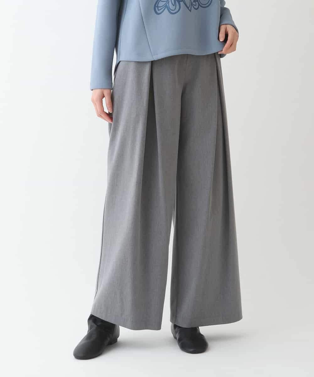 美品□プリーツプリーズ ワイドパンツ ガウチョ 総柄 グレー サイズ3