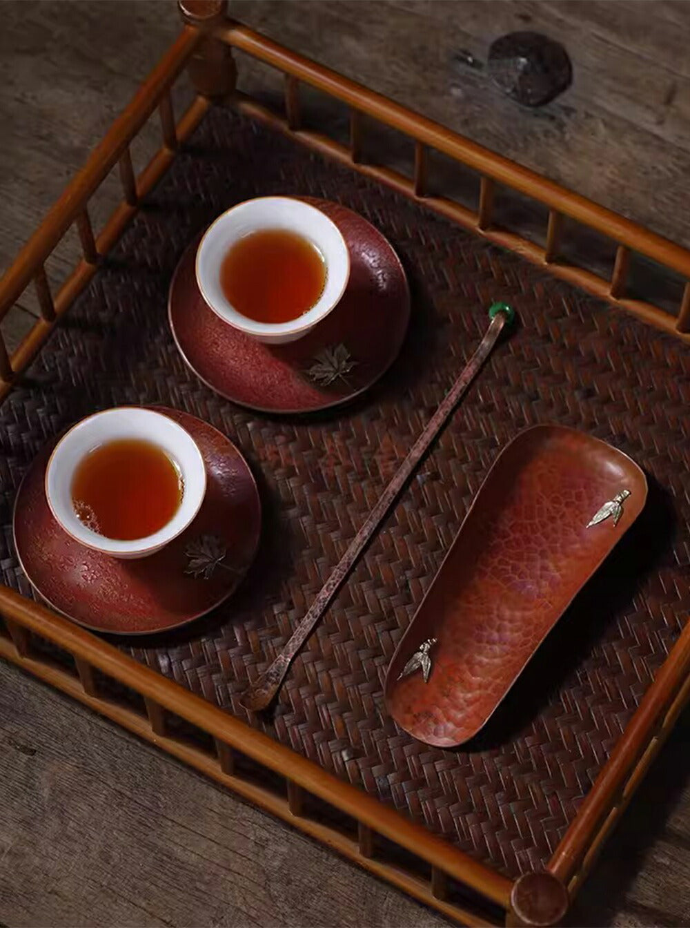 IwaiLoft 煎茶道具 銅製 茶合 茶味 さごう 茶杓 茶量 茶匙 彫刻 お茶