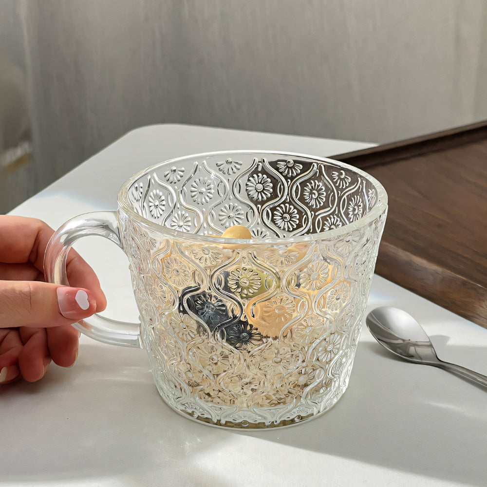 IwaiLoft 「花海棠」 ガラス グラス 400ml ガラスマグ ガラスカップ