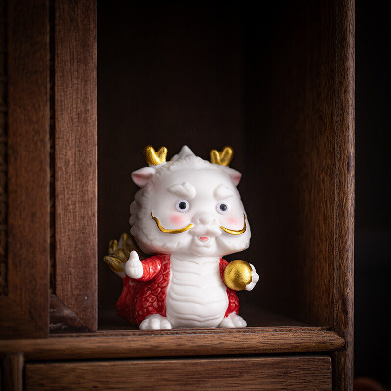 IwaiLoft 龍の置物 2024年 陶磁器 青 風水 龍 置物 合金 風水グッズ