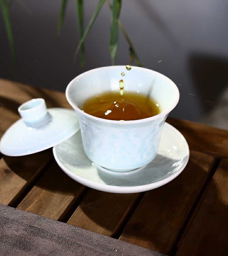 IwaiLoft 龍の紋様 青磁 影青磁 蓋物 蓋付碗 珍味入れ 宝瓶 蓋碗 彫刻