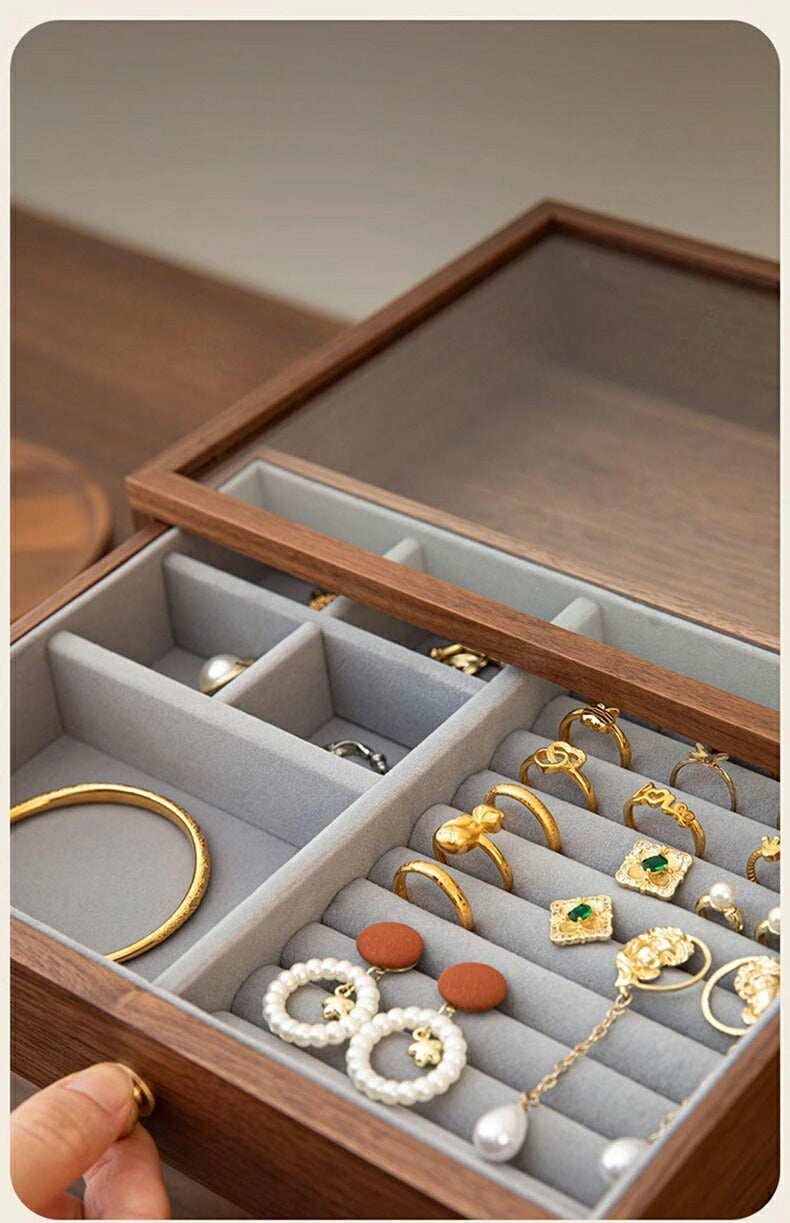 IwaiLoft 銘木 ジュエリーボックス アクセサリーケース 木製 仕切り