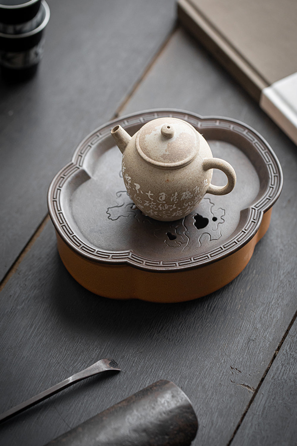 IwaiLoft 美品 手作り 急須受台 急須置き 茶台 茶盤 貯水式 ティー