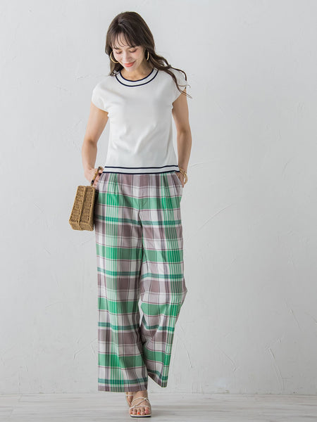 マドラスチェックワイドパンツ