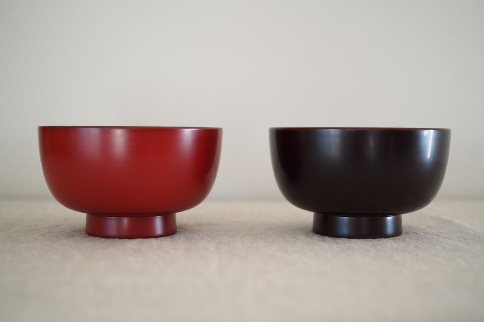 四つ組椀 漆椀4客セット 漆器 朱椀 昔椀 浄法寺塗 天然木 アンティーク