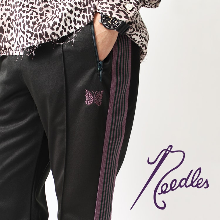 Needles ネイビー 花柄 ヒザデルパンツ Needles ネイビー 花柄