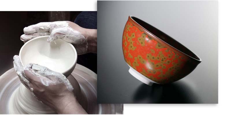 三国丹祐 菊水紋茶盌 共箱合布 京焼 抹茶碗 抹茶茶碗 茶道具 茶器 平安