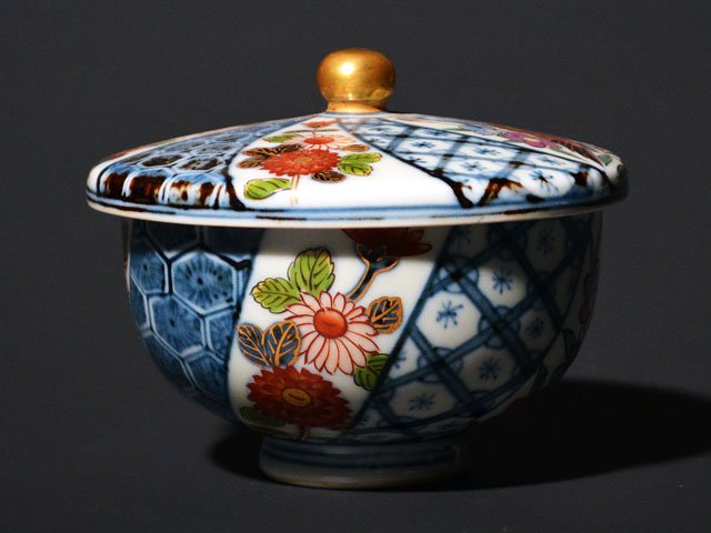 B127s 錦桜樹に馬図建水 有田焼 伊万里焼 茶こぼし 箱無し B127s 錦