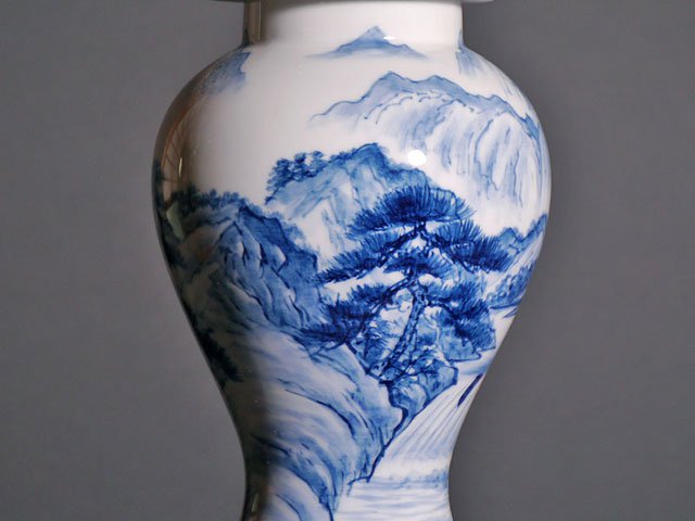 年末値下げ！希少！肥前有田 金作製 花瓶 名工 大正時代 時代物染付