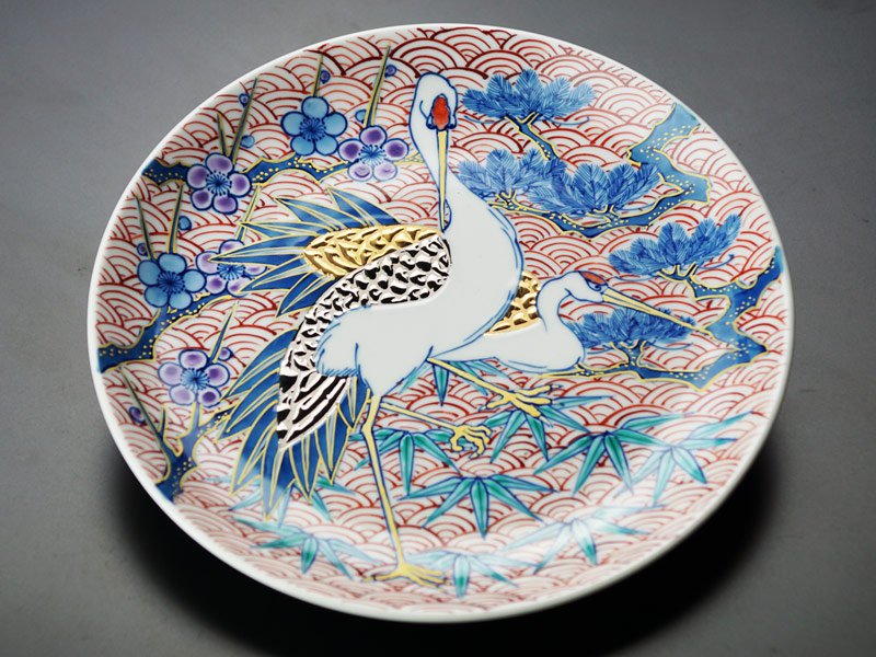 有田焼 峯山窯 注文 有田焼 峯山窯 飾皿 染錦呉須巻牡丹（45