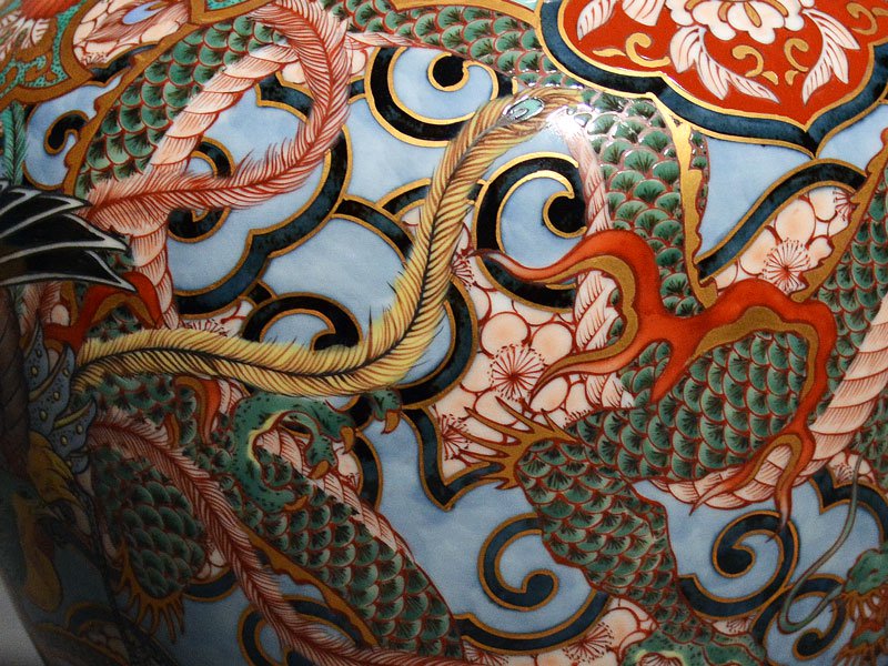 ベスト 古伊万里 金襴手 亀甲に青海波 舞鶴の図 蓋茶碗 2客 E086AS-DAk