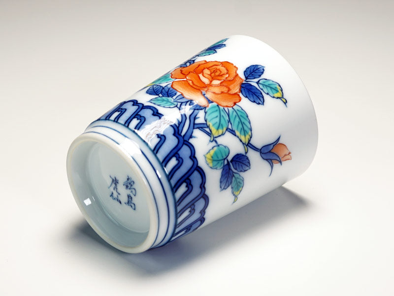 有田焼】湯呑茶碗セット 染錦吉祥薔薇図