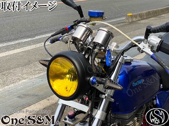 4ミニにオススメ 160π ガラス イエローレンズ マッドブラック 丸型