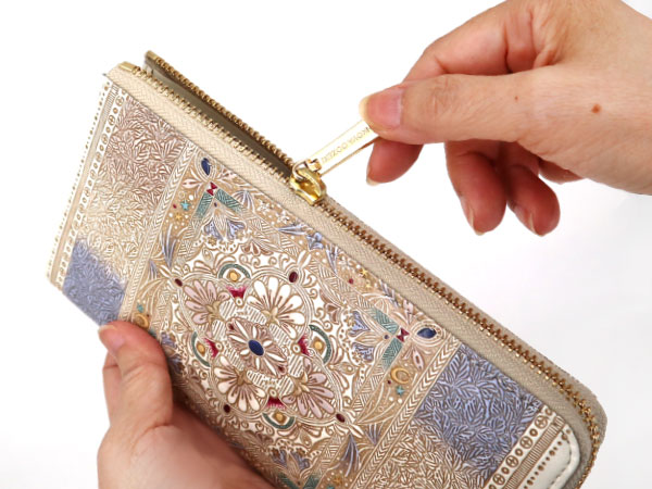 乱菊＜赤紫＞ L字ファスナーの長財布［t］