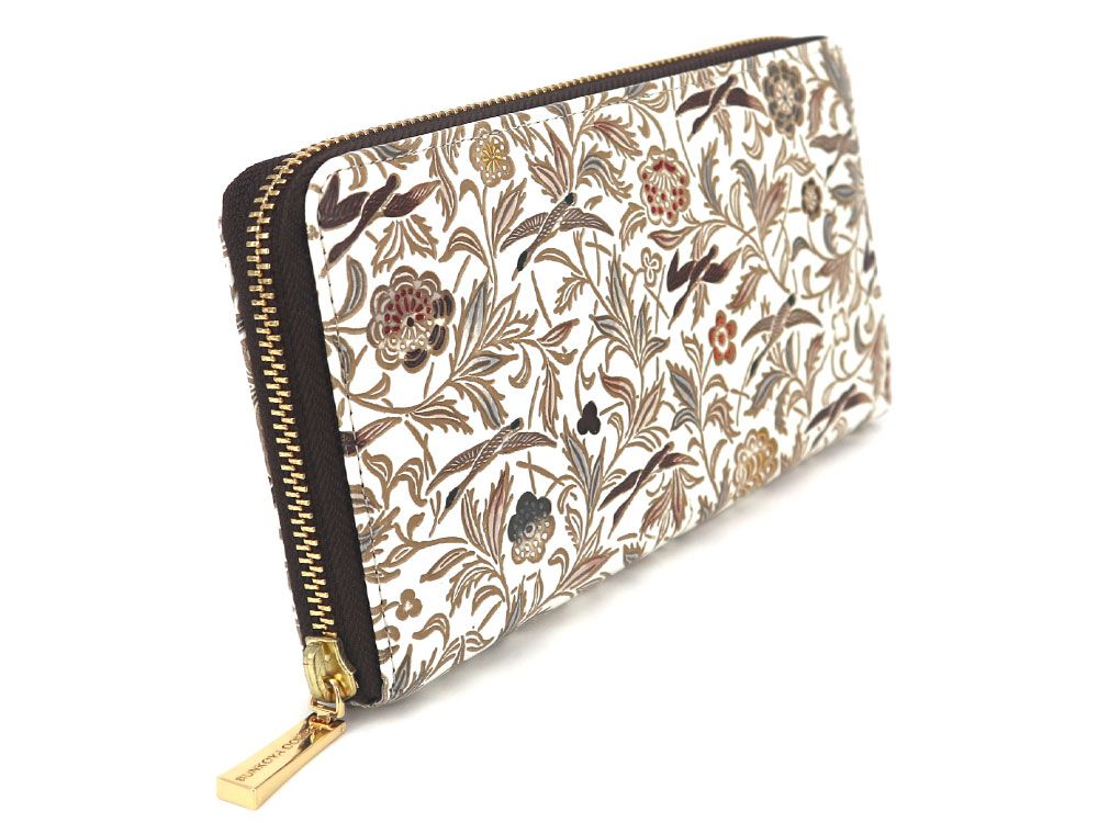 雁＜茶＞ ぐるっとファスナーの長財布［t］