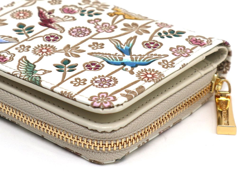 枝垂れ花鳥 二つ折りファスナーミニ財布［t］