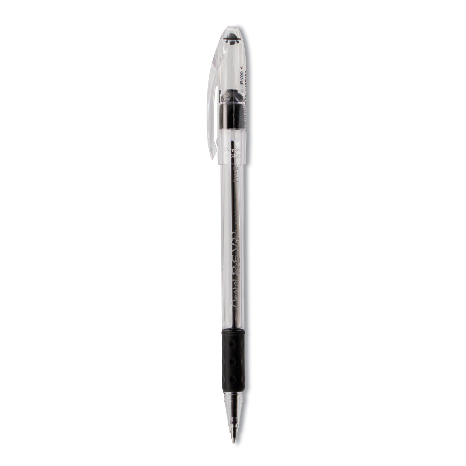 Pentel R.S.V.P. Stick Ballpoint Pen, Fine 0.7mm, Black Ink, Clear