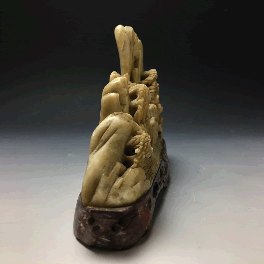 中国美術寿山石 中国美術 鑑賞石 天然石 細密楼閣山水彫刻 寿山石 中国